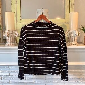 Anthropologie Sunday in Brooklyn Striped Knit Mock Neck Long Sleeve Top NEW XS